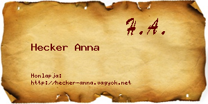 Hecker Anna névjegykártya